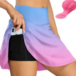 Women's Cycling Skort Skirt Bike Skirt Bottoms Race Fit Mountain Bike MTB Road Bike Cycling Sports Gradient 3D Pad Cycling Breathable Quick Dry Navy Black Spandex Clothing Apparel Bike Wear
