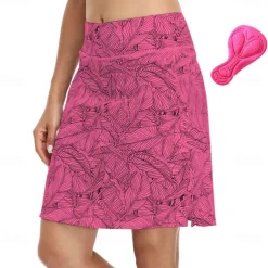 Women's Cycling Skort Skirt Bike Skirt Bottoms Mountain Bike MTB Road Bike Cycling Sports Leaf 3D Pad Cycling Breathable Quick Dry Pink Sky Blue Spandex Clothing Apparel Bike Wear