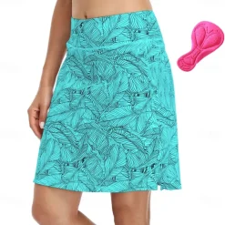 Women's Cycling Skort Skirt Bike Skirt Bottoms Mountain Bike MTB Road Bike Cycling Sports Leaf 3D Pad Cycling Breathable Quick Dry Pink Sky Blue Spandex Clothing Apparel Bike Wear