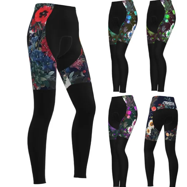 Women's Cycling Tights Bike Pants Tights Mountain Bike MTB Road Bike Cycling Sports Graphic Floral Botanical Ugly Christmas Thermal Warm 3D Pad Breathable Quick Dry Black Red Clothing Apparel Bike