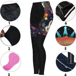 Women's Cycling Tights Bike Pants Tights Mountain Bike MTB Road Bike Cycling Sports Graphic Floral Botanical Ugly Christmas Thermal Warm 3D Pad Breathable Quick Dry Black Red Clothing Apparel Bike