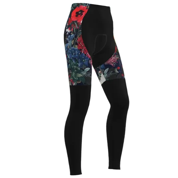 Women's Cycling Tights Bike Pants Tights Mountain Bike MTB Road Bike Cycling Sports Graphic Floral Botanical Ugly Christmas Thermal Warm 3D Pad Breathable Quick Dry Black Red Clothing Apparel Bike