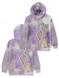 Women's 3D Print Pullover Hoodie Sweatshirt Graphic Casual Long Sleeve Hooded Regular Tops Party Evening Wear Street Dailywear Pink Red Purple Gray Spring Fall Winter