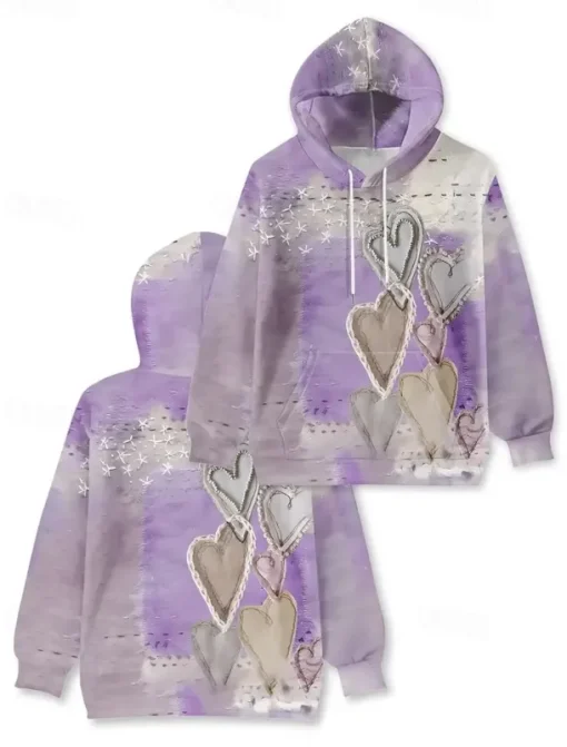 Women's 3D Print Pullover Hoodie Sweatshirt Graphic Casual Long Sleeve Hooded Regular Tops Party Evening Wear Street Dailywear Pink Red Purple Gray Spring Fall Winter