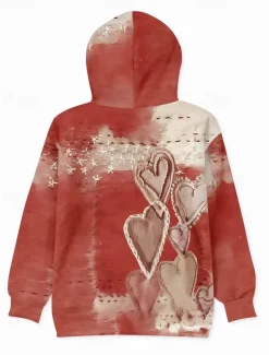 Women's 3D Print Pullover Hoodie Sweatshirt Graphic Casual Long Sleeve Hooded Regular Tops Party Evening Wear Street Dailywear Pink Red Purple Gray Spring Fall Winter