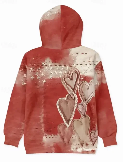 Women's 3D Print Pullover Hoodie Sweatshirt Graphic Casual Long Sleeve Hooded Regular Tops Party Evening Wear Street Dailywear Pink Red Purple Gray Spring Fall Winter