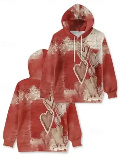Women's 3D Print Pullover Hoodie Sweatshirt Graphic Casual Long Sleeve Hooded Regular Tops Party Evening Wear Street Dailywear Pink Red Purple Gray Spring Fall Winter
