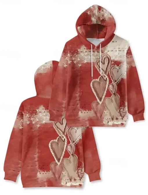 Women's 3D Print Pullover Hoodie Sweatshirt Graphic Casual Long Sleeve Hooded Regular Tops Party Evening Wear Street Dailywear Pink Red Purple Gray Spring Fall Winter