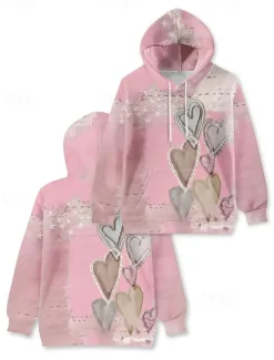 Women's 3D Print Pullover Hoodie Sweatshirt Graphic Casual Long Sleeve Hooded Regular Tops Party Evening Wear Street Dailywear Pink Red Purple Gray Spring Fall Winter