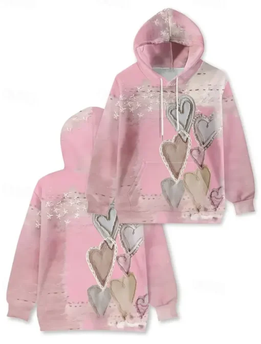 Women's 3D Print Pullover Hoodie Sweatshirt Graphic Casual Long Sleeve Hooded Regular Tops Party Evening Wear Street Dailywear Pink Red Purple Gray Spring Fall Winter