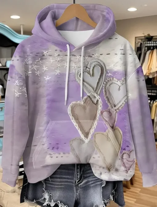 Women's 3D Print Pullover Hoodie Sweatshirt Graphic Casual Long Sleeve Hooded Regular Tops Party Evening Wear Street Dailywear Pink Red Purple Gray Spring Fall Winter