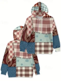 Women's 3D Print Pullover Hoodie Sweatshirt Graphic Halloween Casual Long Sleeve Hooded Regular Tops Party Evening Wear Street Dailywear Patchwork Khaki Spring Fall Winter