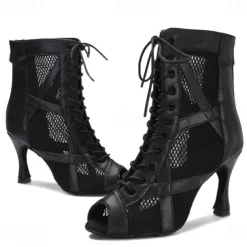 Women's Dance Boots Professional Sexy Boots Fashion Boots Zipper Lace-up Adults' Black