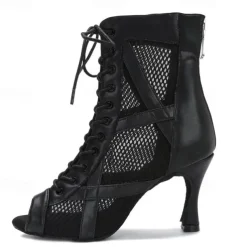 Women's Dance Boots Professional Sexy Boots Fashion Boots Zipper Lace-up Adults' Black