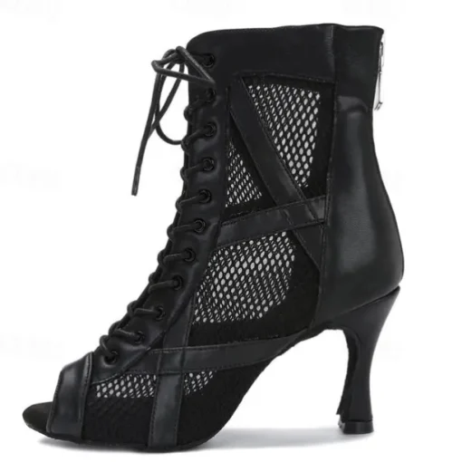 Women's Dance Boots Professional Sexy Boots Fashion Boots Zipper Lace-up Adults' Black