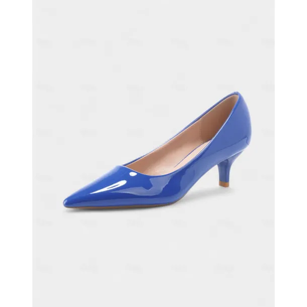 Women's Dark Green Patent Leather Pointed-Toe Kitten Heels - Classic 1950s Elegant Office Pumps for Ladies, Ideal for Workwear, Interviews, and Formal Events