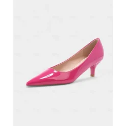 Women's Dark Green Patent Leather Pointed-Toe Kitten Heels - Classic 1950s Elegant Office Pumps for Ladies, Ideal for Workwear, Interviews, and Formal Events