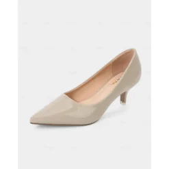 Women's Dark Green Patent Leather Pointed-Toe Kitten Heels - Classic 1950s Elegant Office Pumps for Ladies, Ideal for Workwear, Interviews, and Formal Events