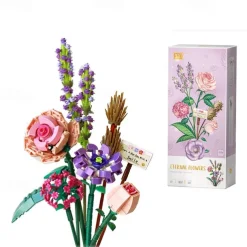 Women's Day Gifts 2023 Romantic Roses Flowers Sunflowers Daffodils Gardens House Building Blocks Classic Model Mini Bricks Sets Kids Kits Valentine's Day for Girls Mother's Day Gifts for MoM