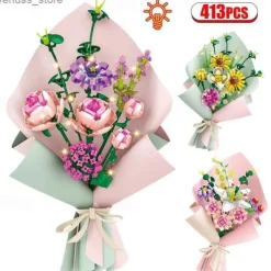 Women's Day Gifts Blocks LED Flowers Rose Building Block Lamp Bouquet Small Particles Compatible With Assembled Flower Holiday Gift Rose Series Toys R231208 Mother's Day Gifts for MoM