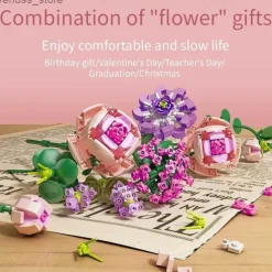 Women's Day Gifts Blocks LED Flowers Rose Building Block Lamp Bouquet Small Particles Compatible With Assembled Flower Holiday Gift Rose Series Toys R231208 Mother's Day Gifts for MoM