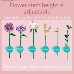 Women's Day Gifts Blocks LED Flowers Rose Building Block Lamp Bouquet Small Particles Compatible With Assembled Flower Holiday Gift Rose Series Toys R231208 Mother's Day Gifts for MoM