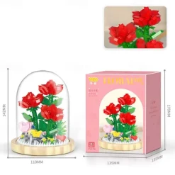 Women's Day Gifts Building blocks flower pots roses and assembly of immortal flowers DIY small particle building blocks creative desktop decoration toys Mother's Day Gifts for MoM