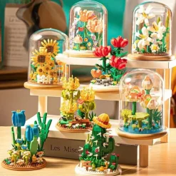 Women's Day Gifts Building blocks flower pots roses and assembly of immortal flowers DIY small particle building blocks creative desktop decoration toys Mother's Day Gifts for MoM