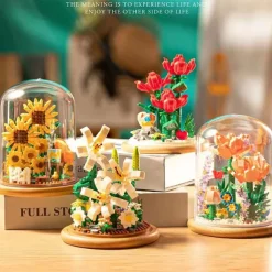 Women's Day Gifts Building blocks flower pots roses and assembly of immortal flowers DIY small particle building blocks creative desktop decoration toys Mother's Day Gifts for MoM