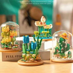 Women's Day Gifts Building blocks flower pots roses and assembly of immortal flowers DIY small particle building blocks creative desktop decoration toys Mother's Day Gifts for MoM