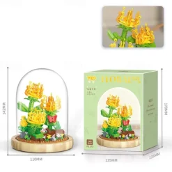 Women's Day Gifts Building blocks flower pots roses and assembly of immortal flowers DIY small particle building blocks creative desktop decoration toys Mother's Day Gifts for MoM