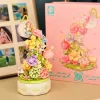 Women's Day Gifts Building Blocks Flower Art Tea Language Lighting Music Box And Assembled Building Block Toys Mother's Day Gifts for MoM