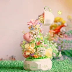 Women's Day Gifts Building Blocks Flower Art Tea Language Lighting Music Box And Assembled Building Block Toys Mother's Day Gifts for MoM