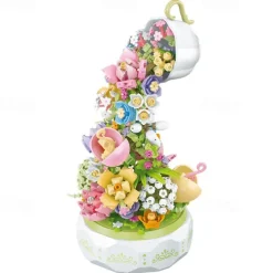 Women's Day Gifts Building Blocks Flower Art Tea Language Lighting Music Box And Assembled Building Block Toys Mother's Day Gifts for MoM