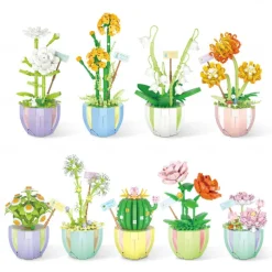 Women's Day Gifts Compatible With Puzzle Assembly Toys Small Particle Building Blocks Flowers Meat Potted Plants Bouquet Decorations Girls' Gifts Mother's Day Gifts for MoM