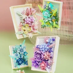 Women's Day Gifts Creative 3D Rose Bundle Eternal Flower Frames Building Blocks DIY Desktop Decoration Puzzle Toys For Childre Girls Holiday Gifts Mother's Day Gifts for MoM