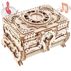 Women's Day Gifts 3D Wooden Puzzle Antique Jewel Box Music Box Kit DIY Home Decoration Laser-Cut Mechanical Model Mother's Day Stunning Gifts for Adults Mother's Day Gifts for MoM