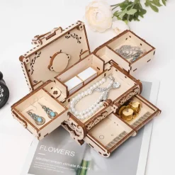 Women's Day Gifts 3D Wooden Puzzle Antique Jewel Box Music Box Kit DIY Home Decoration Laser-Cut Mechanical Model Mother's Day Stunning Gifts for Adults Mother's Day Gifts for MoM