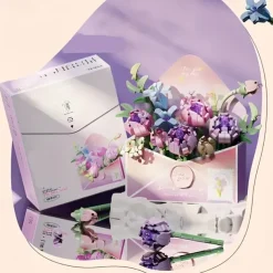 Women's Day Gifts lnlaid Building Blocks Light Flower Carriage Ornaments Building Toys Gift BoxValentine's Day Women's Day Mother's Day Gifts for Girls Mother's Day Gifts for MoM