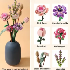 Women's Day Gifts Miniature Building Blocks Bouquet Set Artificial Flowers Home Decor Valentine's Day Girlfriend Gift Mother's Day Gift B Mother's Day Gifts for MoM