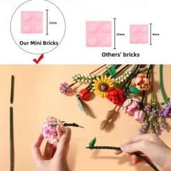 Women's Day Gifts Miniature Building Blocks Bouquet Set Artificial Flowers Home Decor Valentine's Day Girlfriend Gift Mother's Day Gift B Mother's Day Gifts for MoM