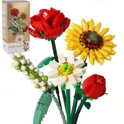 Women's Day Gifts Miniature Building Blocks Bouquet Set Artificial Flowers Diy Unique Home Decoration Plant Series Home Decor Valentine's Day Mother's Day Gift B Mother's Day Gifts for MoM