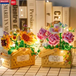 Women's Day Gifts New Building Block Flower Rose Building Block Toy Magic Powder Portable Flower Bouquet Gift Box Series Gifts For Girls Valentine's Day for Girls Mother's Day Gifts for MoM