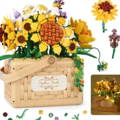 Women's Day Gifts New Building Block Flower Rose Building Block Toy Magic Powder Portable Flower Bouquet Gift Box Series Gifts For Girls Valentine's Day for Girls Mother's Day Gifts for MoM