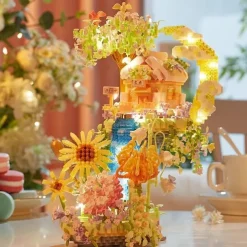 Women's Day Gifts New Building Block Flower Rose Building Block Toy Magic Powder Portable Flower Bouquet Gift Box Series Gifts For Girls Valentine's Day for Girls Mother's Day Gifts for MoM