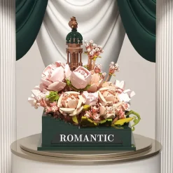 Women's Day Gifts New Building Block Flower Rose Building Block Toy Magic Powder Portable Flower Bouquet Gift Box Series Gifts For Girls Valentine's Day for Girls Mother's Day Gifts for MoM