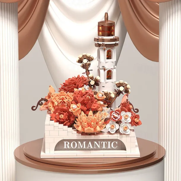 Women's Day Gifts New Building Block Flower Rose Building Block Toy Magic Powder Portable Flower Bouquet Gift Box Series Gifts For Girls Valentine's Day for Girls Mother's Day Gifts for MoM