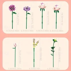 Women's Day Gifts 413pcs Building Blocks Bouquet Set Gift Wrapping Paper Birthday Gift Can Decorate Bedroom Living Room Office Vase Not Included Mother's Day Gifts for MoM