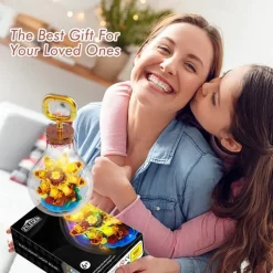 Women's Day Gifts Succulents in Bulbs Building Block Set with 2 LED String Lights DIY 3 Adjustable Flash Speeds Women's Day Mother's Day Gifts for Girls Mother's Day Gifts for MoM