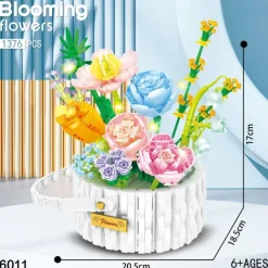 Women's Day Gifts Sunflower Hibiscus Eternal Flower Building Block Small Particle Puzzle Assembly Toy Potted Plant Decoration Couple Valentine's Day Gift Mother's Day Gifts for MoM